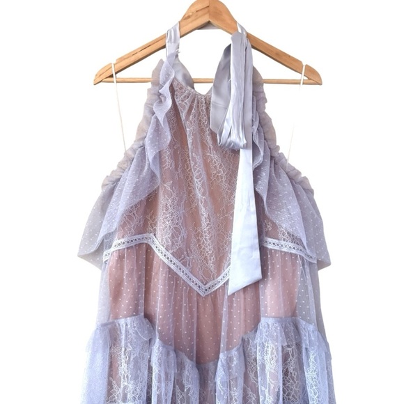 ANTHROPOLOGIE Lace Tunic Halter Dress Lavender Size XL NEW - Picture 7 of 13